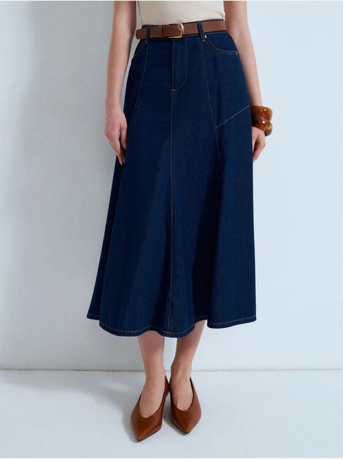Midi denim a-lijn rok met hoge taille dilvin - Kiabi Midi denim a-lijn rok met hoge taille dilvin - Kiabi