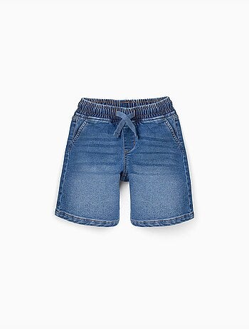 Midi denim pull-up shorts met trekkoord