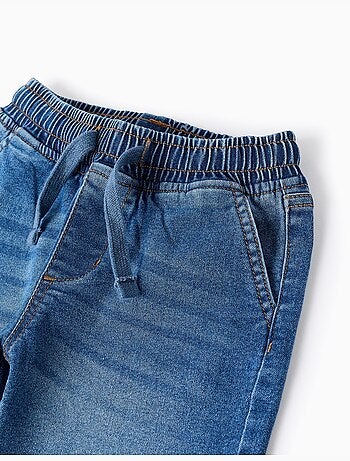 Midi denim pull-up shorts met trekkoord