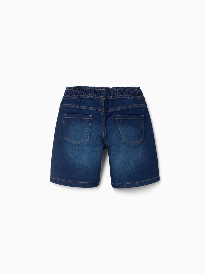 Midi denim pull-up shorts met trekkoord Donkerblauw - Kiabi