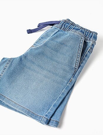 Midi denim pull-up shorts met trekkoord