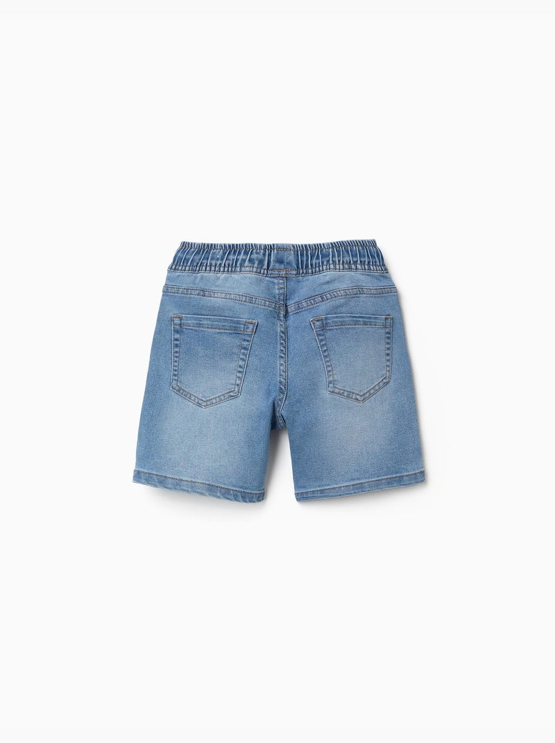 Midi denim pull-up shorts met trekkoord Lichtblauw - Kiabi