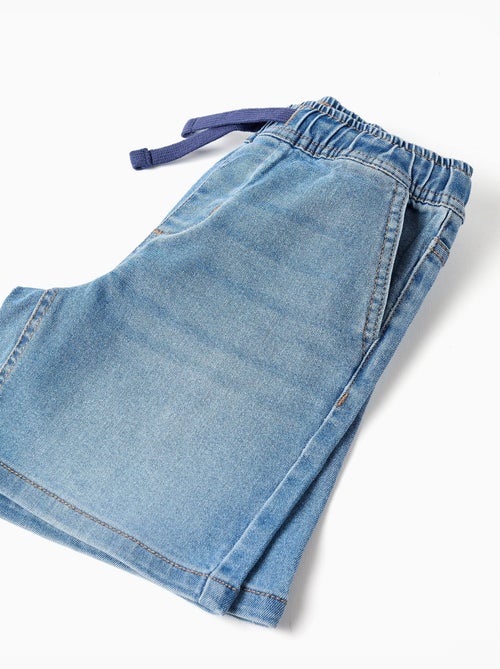Midi denim pull-up shorts met trekkoord - Kiabi Midi denim pull-up shorts met trekkoord - Kiabi