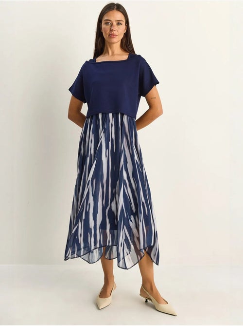 Midi-jurk met abstracte print en boothals lucci - Kiabi Midi-jurk met abstracte print en boothals lucci - Kiabi