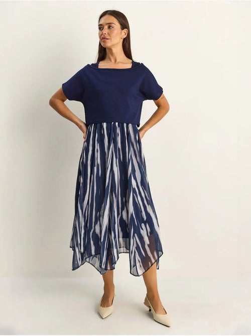 Midi-jurk met abstracte print en boothals lucci - Kiabi Midi-jurk met abstracte print en boothals lucci - Kiabi