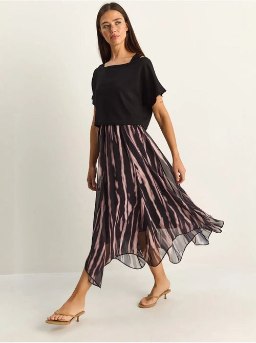 Midi-jurk met abstracte print en boothals lucci - Kiabi Midi-jurk met abstracte print en boothals lucci - Kiabi