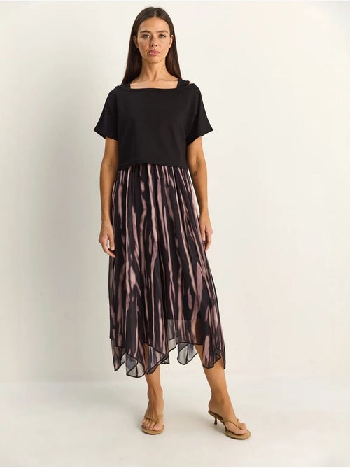 Midi-jurk met abstracte print en boothals lucci - Kiabi Midi-jurk met abstracte print en boothals lucci - Kiabi