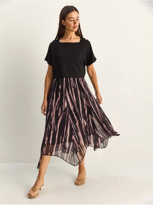 Midi-jurk met abstracte print en boothals lucci - Kiabi Midi-jurk met abstracte print en boothals lucci - Kiabi