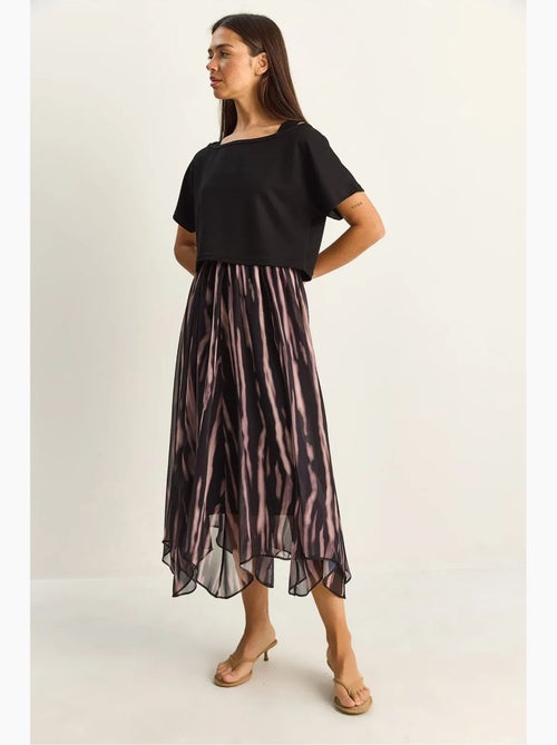 Midi-jurk met abstracte print en boothals lucci - Kiabi Midi-jurk met abstracte print en boothals lucci - Kiabi