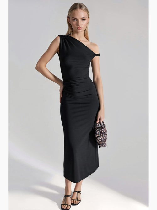 Midi-jurk met asymmetrische kraag en bodycon-pasvorm hiccup - Kiabi Midi-jurk met asymmetrische kraag en bodycon-pasvorm hiccup - Kiabi