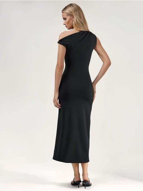 Midi-jurk met asymmetrische kraag en bodycon-pasvorm - Kiabi Midi-jurk met asymmetrische kraag en bodycon-pasvorm - Kiabi
