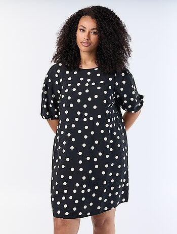 Midi-jurk met ballonmouwen