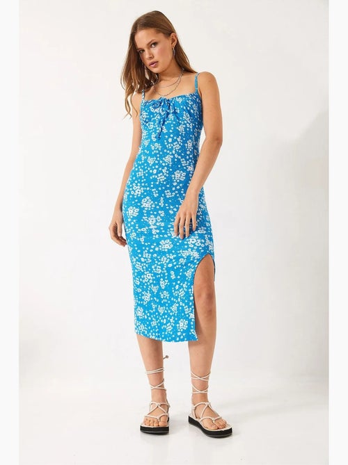 Midi-jurk met bloemenprint en vierkante hals lucci - Kiabi Midi-jurk met bloemenprint en vierkante hals lucci - Kiabi
