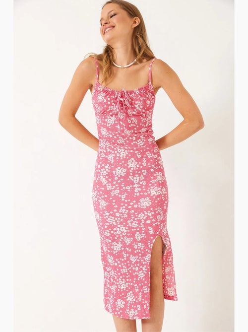Midi-jurk met bloemenprint en vierkante hals lucci - Kiabi
