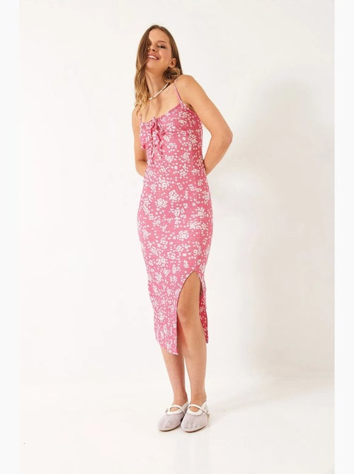 Midi-jurk met bloemenprint en vierkante hals lucci - Kiabi