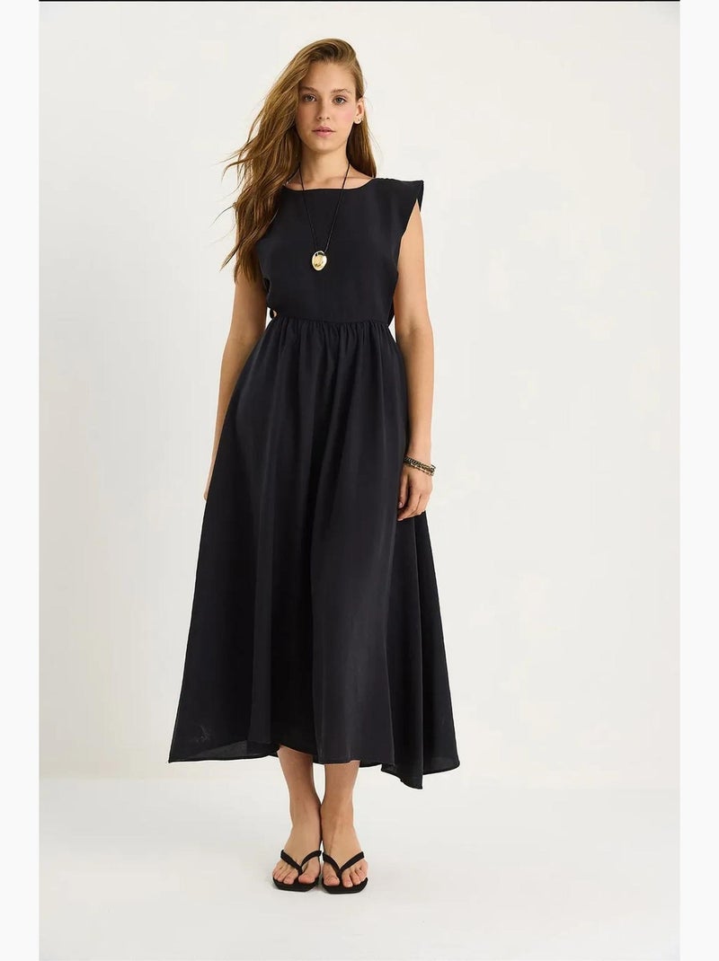 Midi-jurk met cut-outdetails lucci Zwart - Kiabi