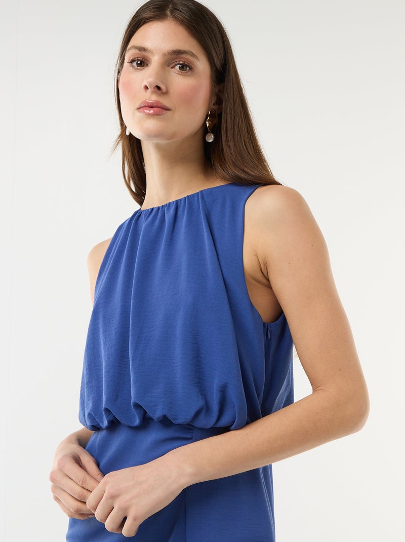 Midi jurk met gedrapeerd effect zonder mouwen Blauw - Kiabi