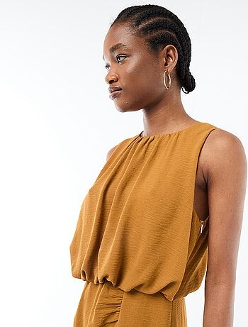 Midi jurk met gedrapeerd effect zonder mouwen