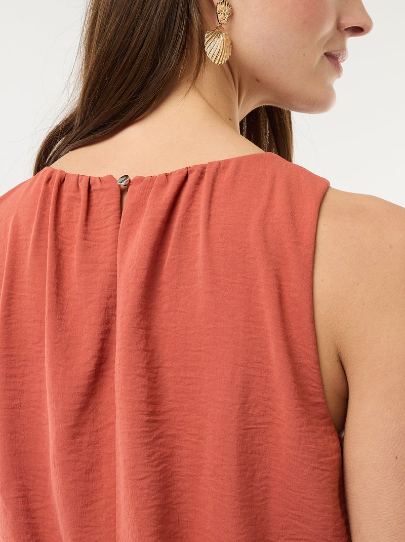 Midi jurk met gedrapeerd effect zonder mouwen Rood - Kiabi