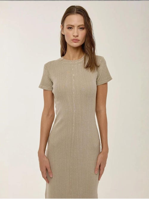 Midi-jurk met korte mouwen en ronde hals hiccup - Kiabi