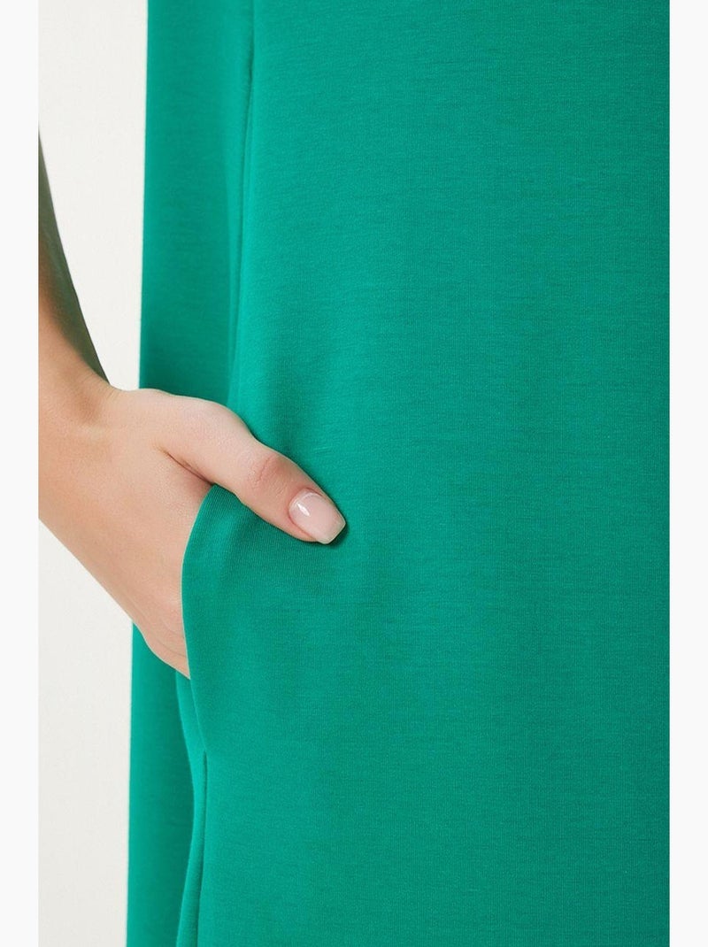 Midi-jurk met korte mouwen en ronde hals istanbul Groen - Kiabi