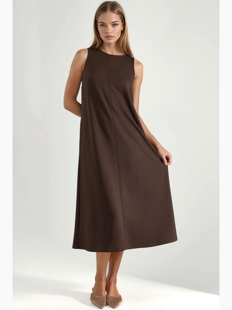 Midi-jurk met modal touch in relaxed fit met zakken hiccup Donkerbruin - Kiabi
