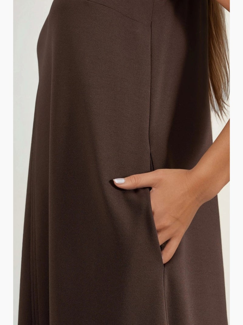 Midi-jurk met modal touch in relaxed fit met zakken hiccup Donkerbruin - Kiabi