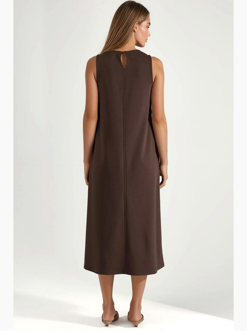Midi-jurk met modal touch in relaxed fit met zakken hiccup Donkerbruin - Kiabi