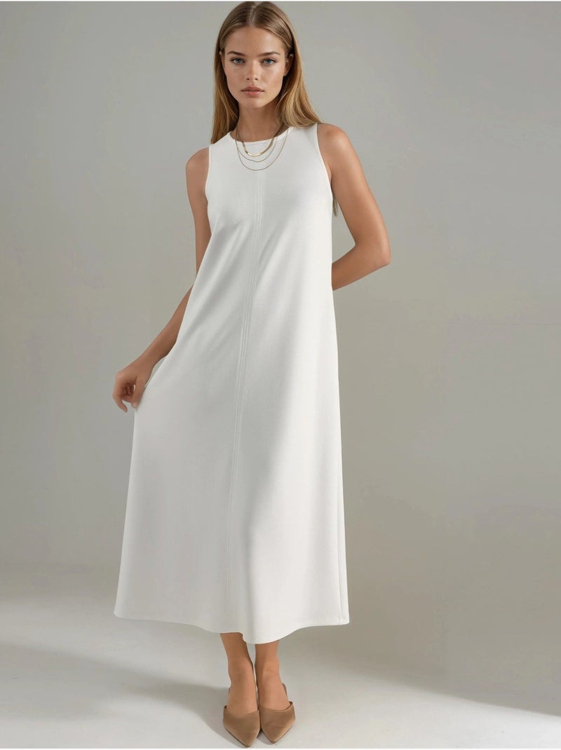 Midi-jurk met modal touch in relaxed fit met zakken hiccup Gebroken wit - Kiabi