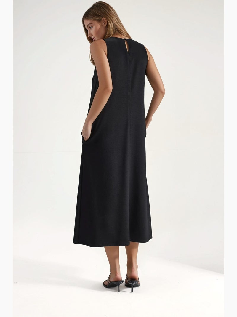 Midi-jurk met modal touch in relaxed fit met zakken hiccup Zwart - Kiabi