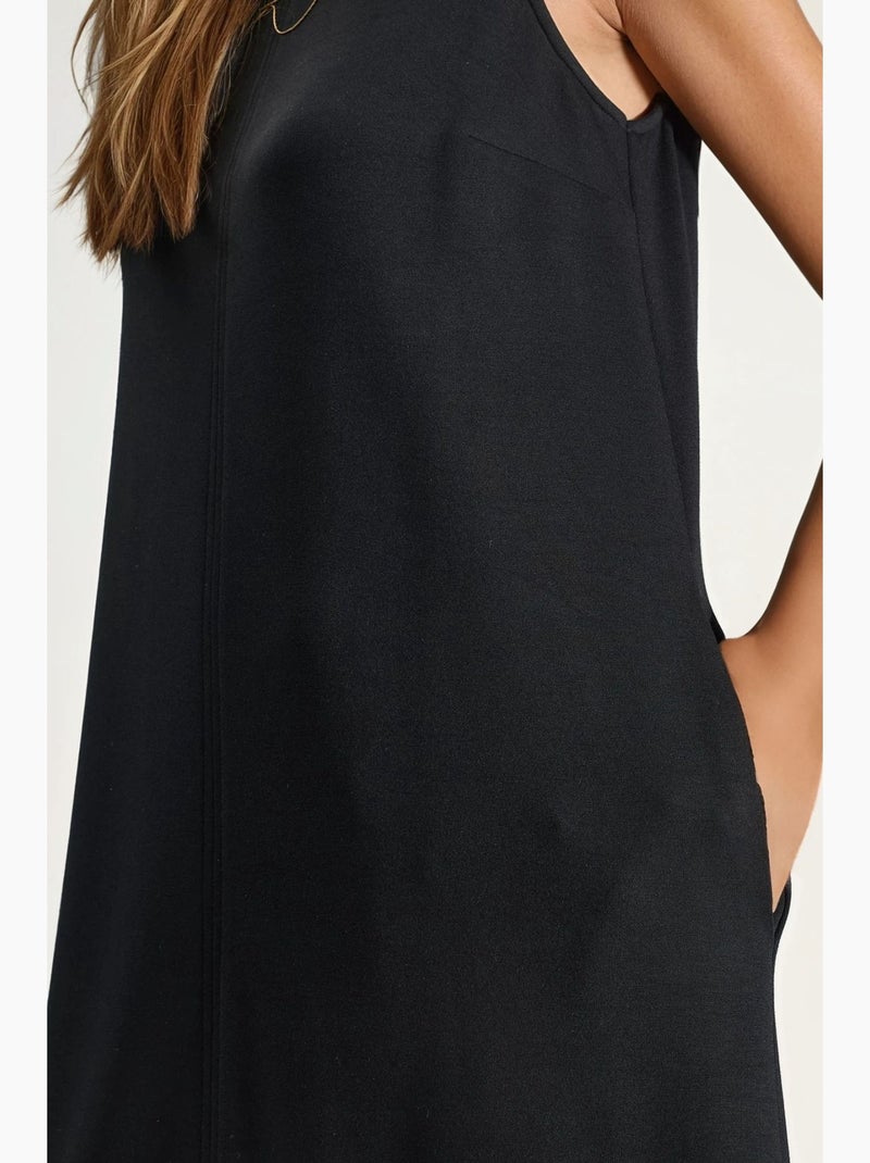 Midi-jurk met modal touch in relaxed fit met zakken hiccup Zwart - Kiabi