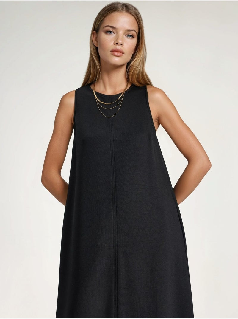 Midi-jurk met modal touch in relaxed fit met zakken hiccup Zwart - Kiabi