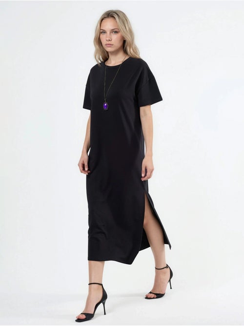 Midi-jurk met relaxte pasvorm en ronde hals hiccup - Kiabi Midi-jurk met relaxte pasvorm en ronde hals hiccup - Kiabi