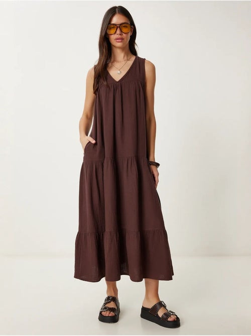 Midi-jurk met ruches en v-hals istanbul - Kiabi Midi-jurk met ruches en v-hals istanbul - Kiabi