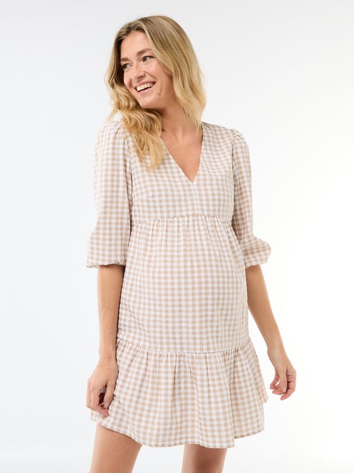 Midi jurk met stroken en ruitjes - Kiabi Midi jurk met stroken en ruitjes - Kiabi