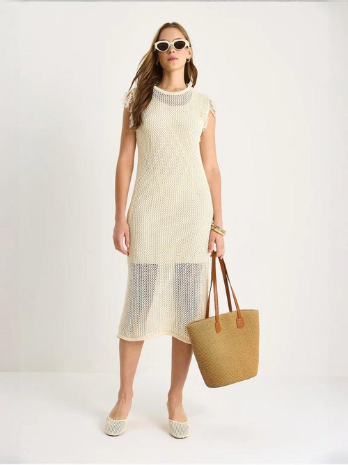 Midi-jurk met textuur en ruchesdetail lucci - Kiabi Midi-jurk met textuur en ruchesdetail lucci - Kiabi