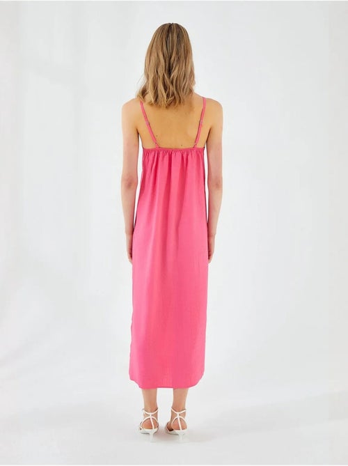 Midi-jurk met v-hals en split mixray - Kiabi Midi-jurk met v-hals en split mixray - Kiabi