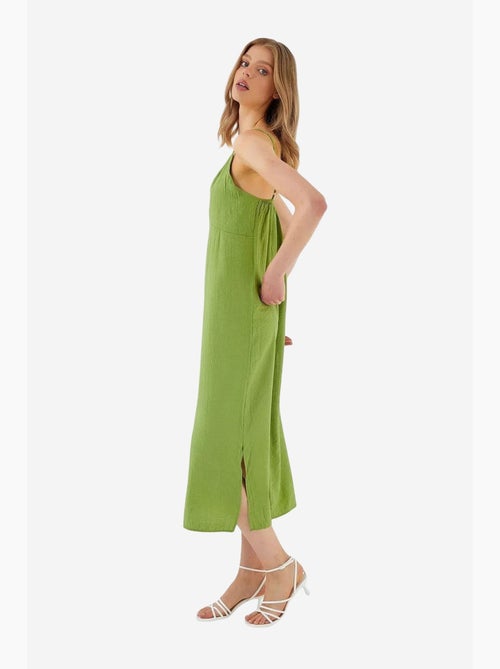 Midi-jurk met v-hals en split mixray - Kiabi Midi-jurk met v-hals en split mixray - Kiabi