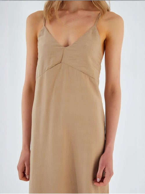 Midi-jurk met v-hals en split mixray - Kiabi Midi-jurk met v-hals en split mixray - Kiabi