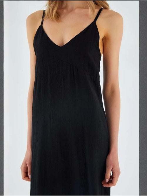 Midi-jurk met v-hals en split mixray - Kiabi