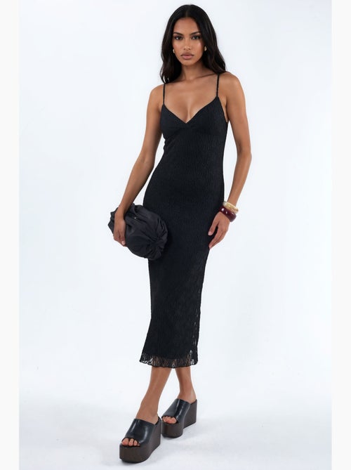 Midi-jurk met v-hals, kant en bodycon-pasvorm hiccup - Kiabi Midi-jurk met v-hals, kant en bodycon-pasvorm hiccup - Kiabi