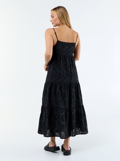 Midi-jurk van broderie anglaise met verstelbare bandjes - Kiabi