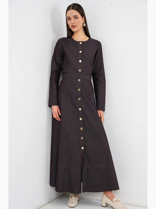 Midi-jurk van denim met riem bdart - Kiabi