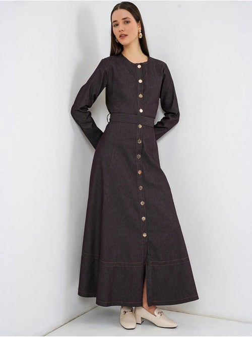 Midi-jurk van denim met riem bdart - Kiabi