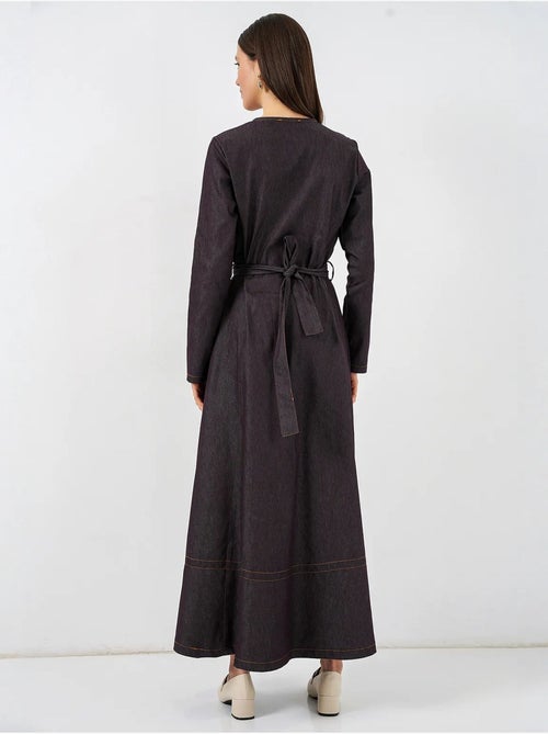Midi-jurk van denim met riem bdart - Kiabi