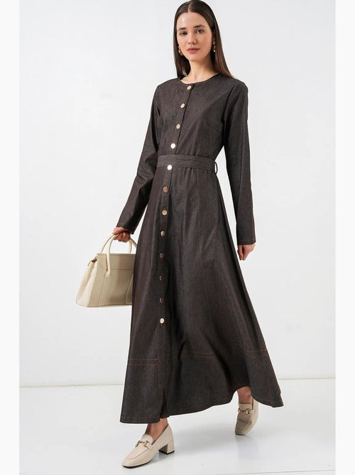 Midi-jurk van denim met riem bdart - Kiabi