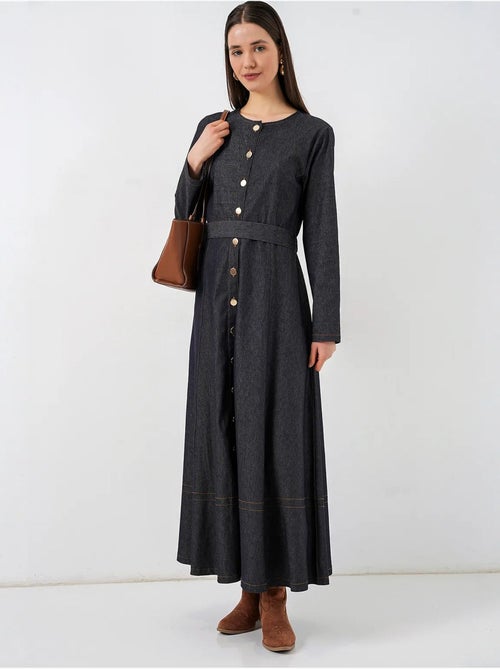Midi-jurk van denim met riem bdart - Kiabi Midi-jurk van denim met riem bdart - Kiabi