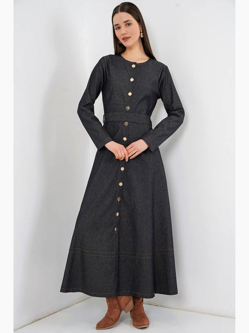 Midi-jurk van denim met riem bdart - Kiabi Midi-jurk van denim met riem bdart - Kiabi