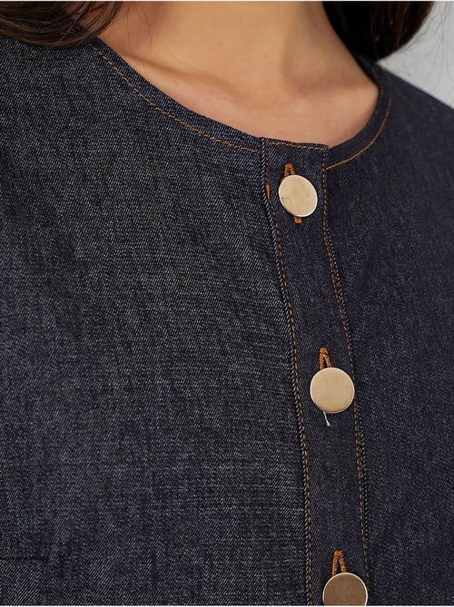 Midi-jurk van denim met riem bdart - Kiabi Midi-jurk van denim met riem bdart - Kiabi
