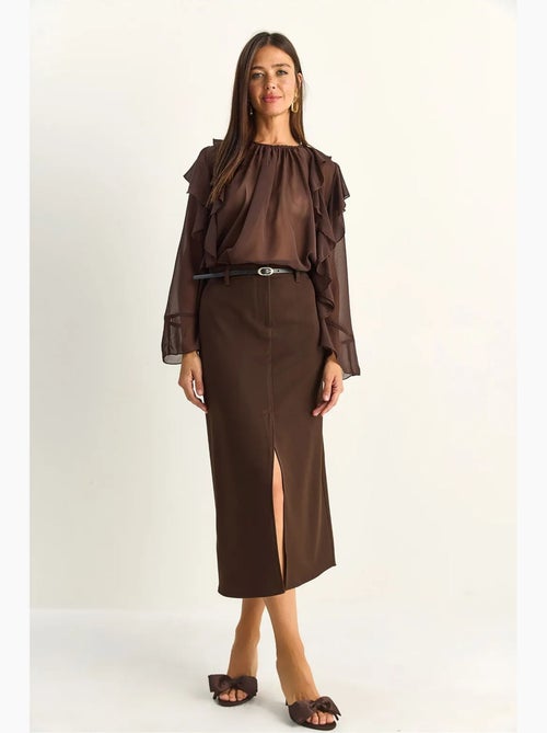 Midi kokerrok met hoge taille en split lucci - Kiabi Midi kokerrok met hoge taille en split lucci - Kiabi